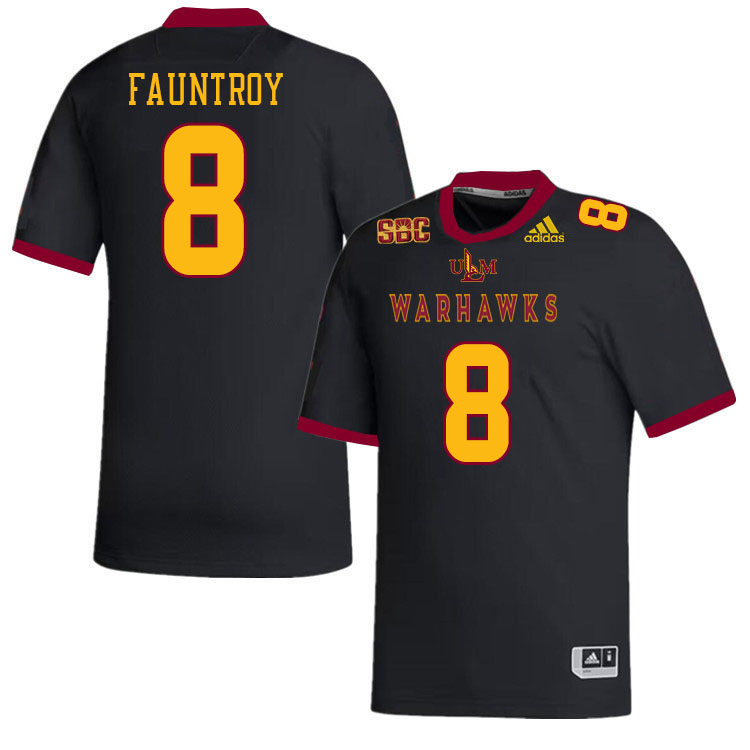 #8 Carl Fauntroy Louisiana-Monroe Warhawks College Football Jerseys Stitched-Black